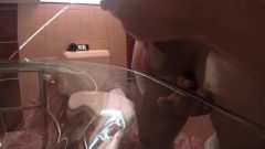 Wank And Rimming In Hotel Shower-room Spunk On Glass View From 2 Cameras